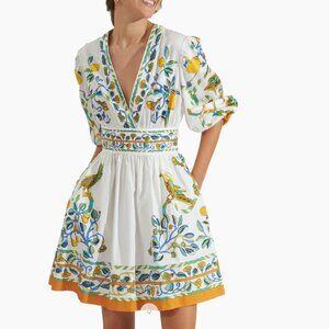 La DoubleJ Margherita Blouson Sleeve Mini Dress M NWT Borboni Placee White
